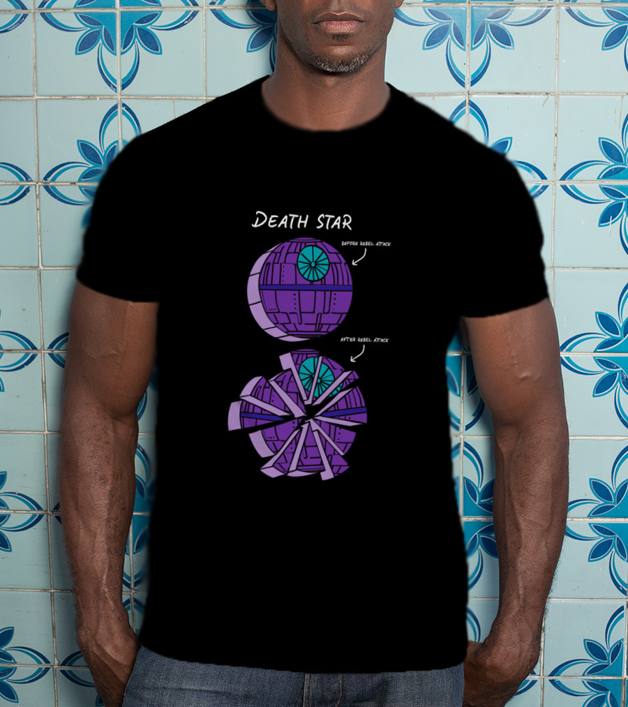 Star Wars Death Star Before Rebel Attack After Rebel Attack Pie Chart T-Shirt