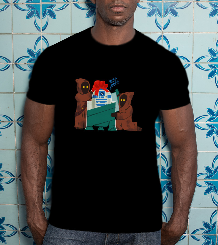 Star Wars Holiday Jawas Wrapping R2-D2 Beep Boop T-Shirt