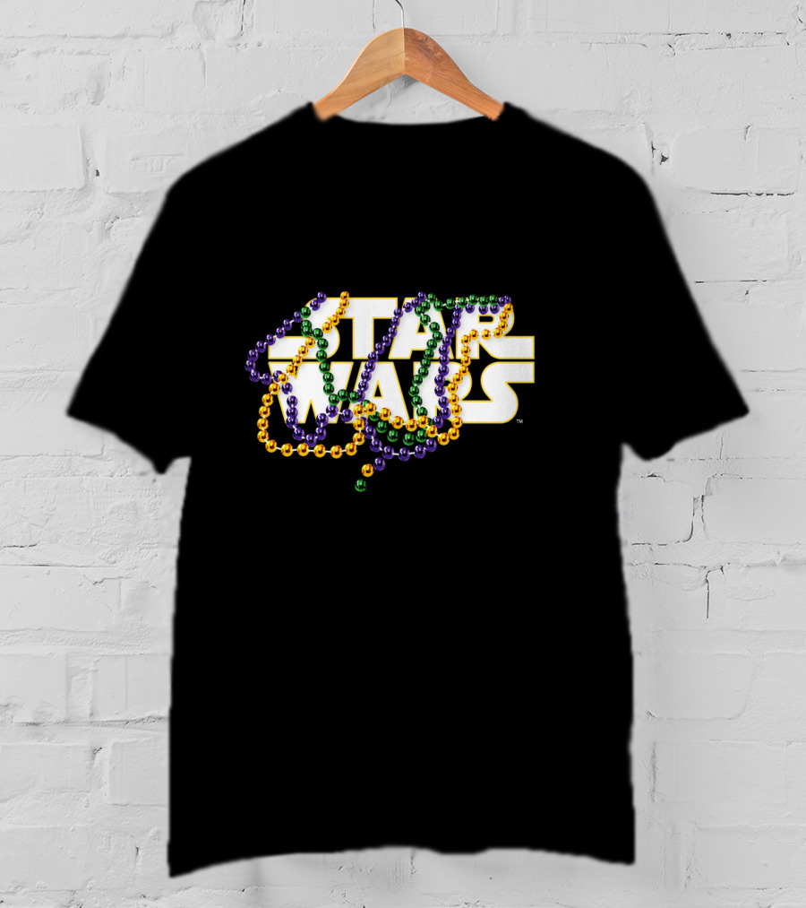 Star Wars Mardi Gras Style Gold Purple Green Beads T-Shirt