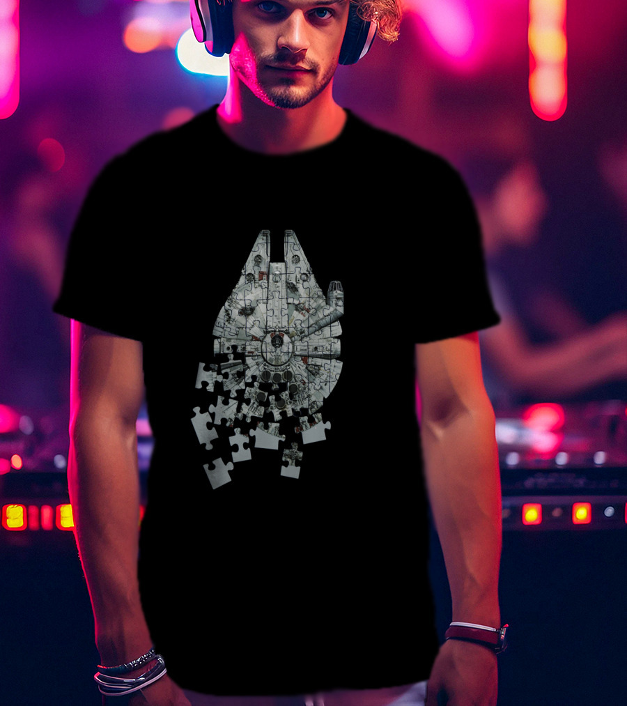 Star Wars Millennium Falcon Puzzle Spaceship Assembly T-Shirt