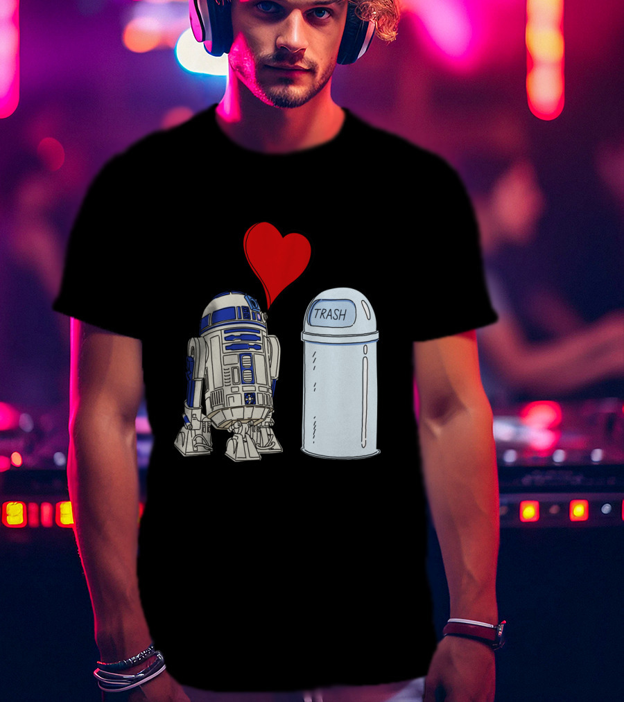 Star Wars R2 D2 Heart Trash Can Love T-Shirt
