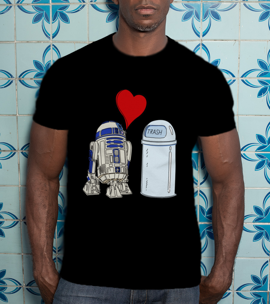 Star Wars R2 D2 Heart Trash Can Love T-Shirt