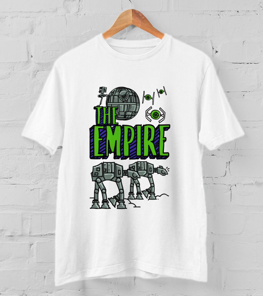 Star Wars The Empire Death Star And AT-AT Walkers Doodle T-Shirt
