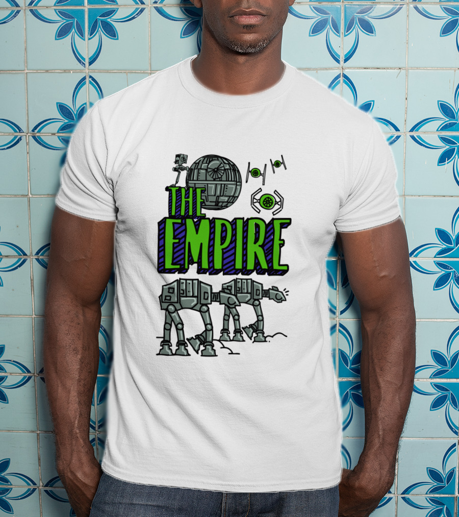 Star Wars The Empire Death Star And AT-AT Walkers Doodle T-Shirt