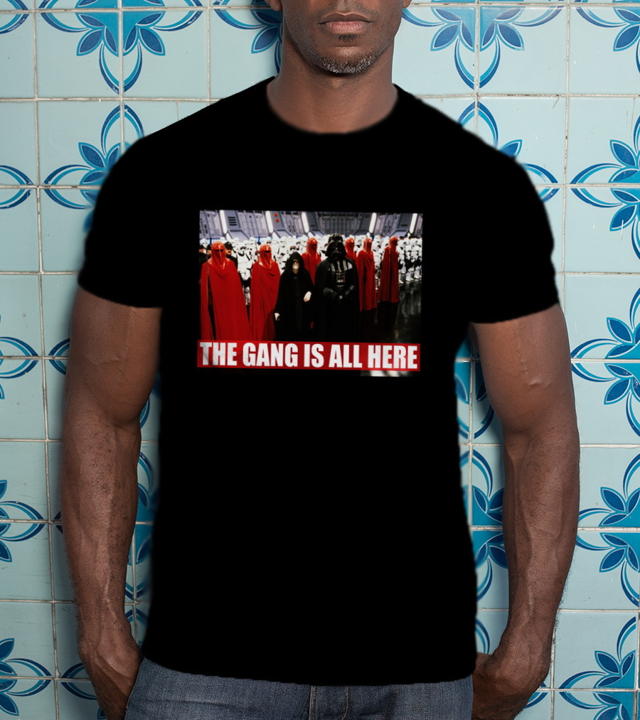 Star Wars The Gang Is All Here Vader Emperor Stormtroopers Red Guards T-Shirt