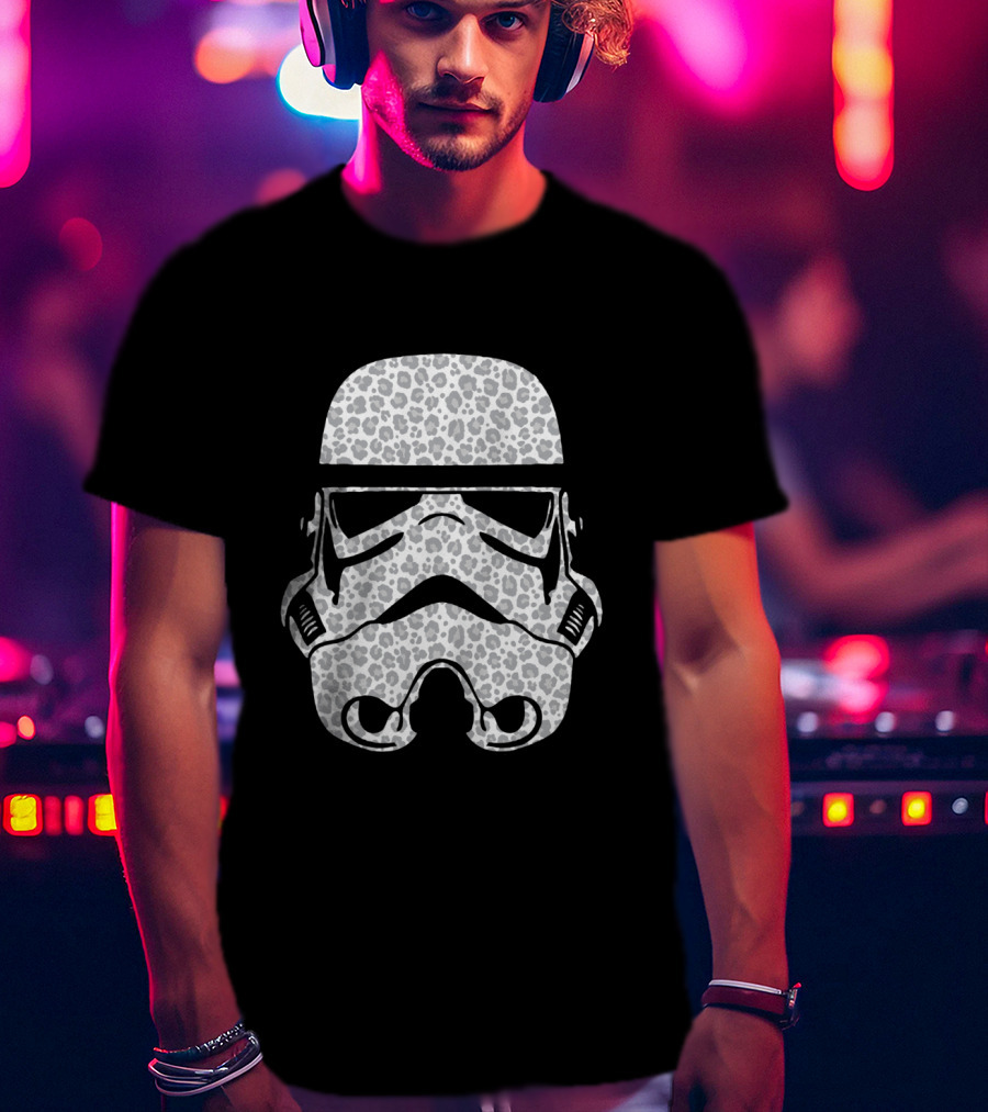 Stormtrooper Helmet Cheetah Pattern Fill T-Shirt