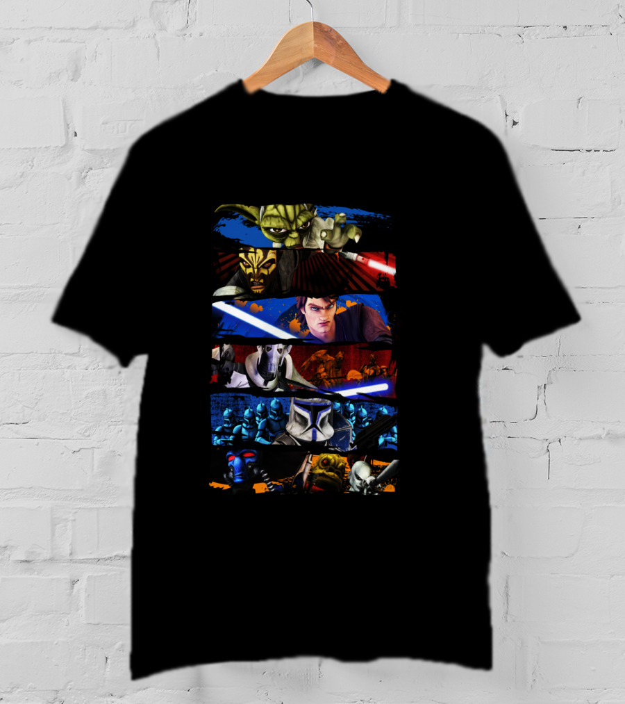 Star Wars The Clone Wars Character Panels Yoda Maul Anakin Grievous Clones T-Shirt