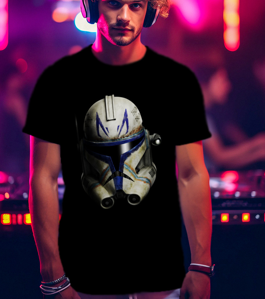 The Clone Wars Captain Rex Helmet Big Face Star Wars T-Shirt