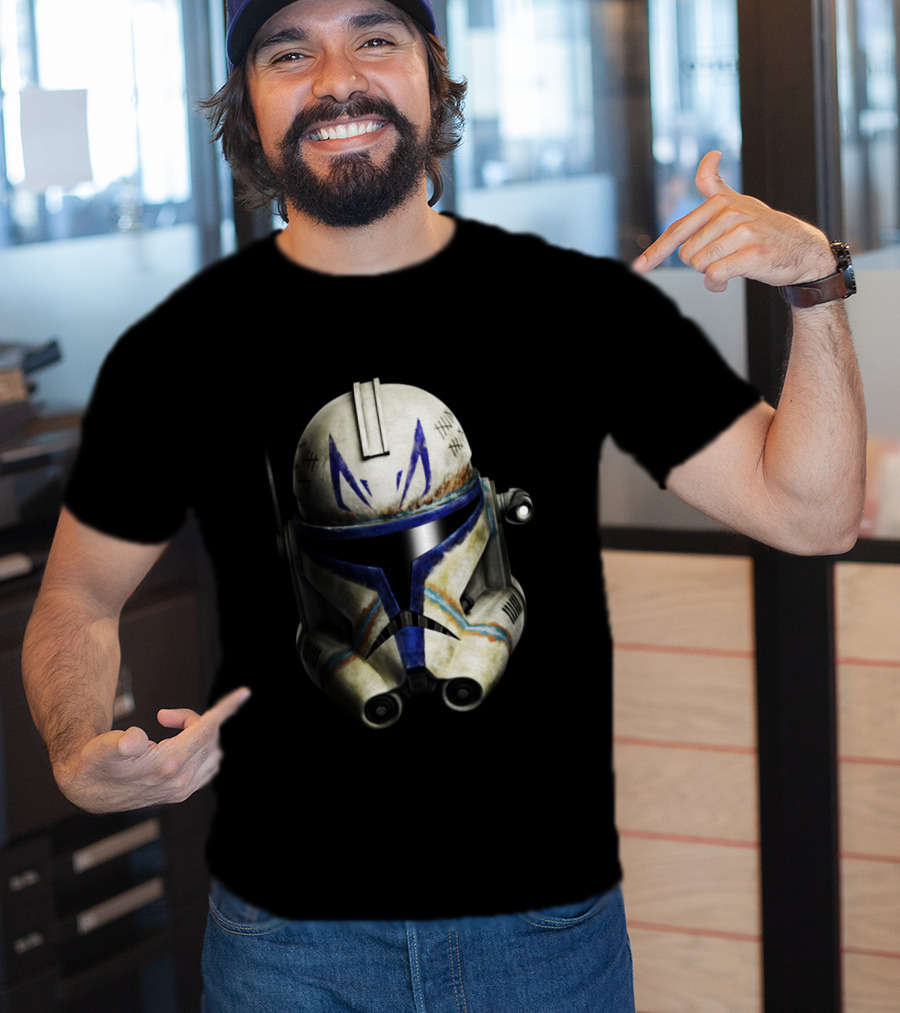 The Clone Wars Captain Rex Helmet Big Face Star Wars T-Shirt