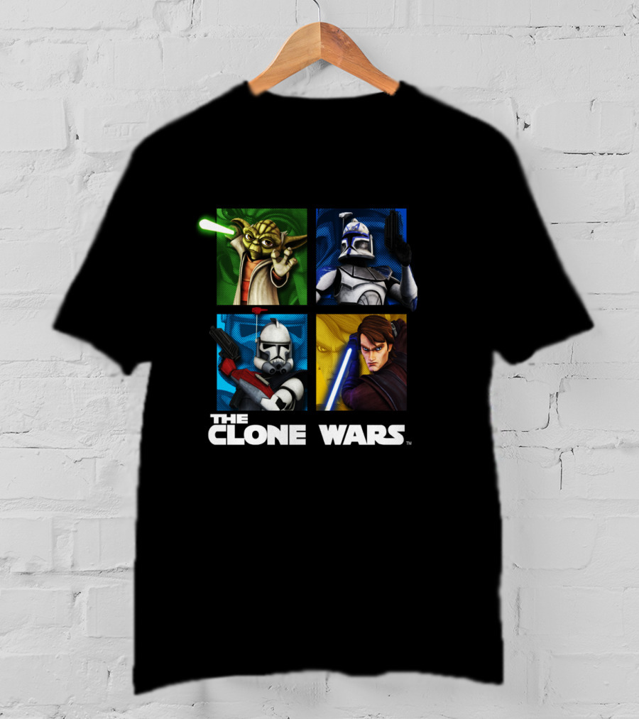 The Clone Wars Group Shot Yoda Anakin Clone Troopers Box Up T-Shirt