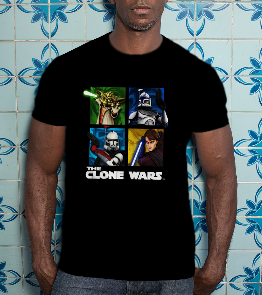 The Clone Wars Group Shot Yoda Anakin Clone Troopers Box Up T-Shirt