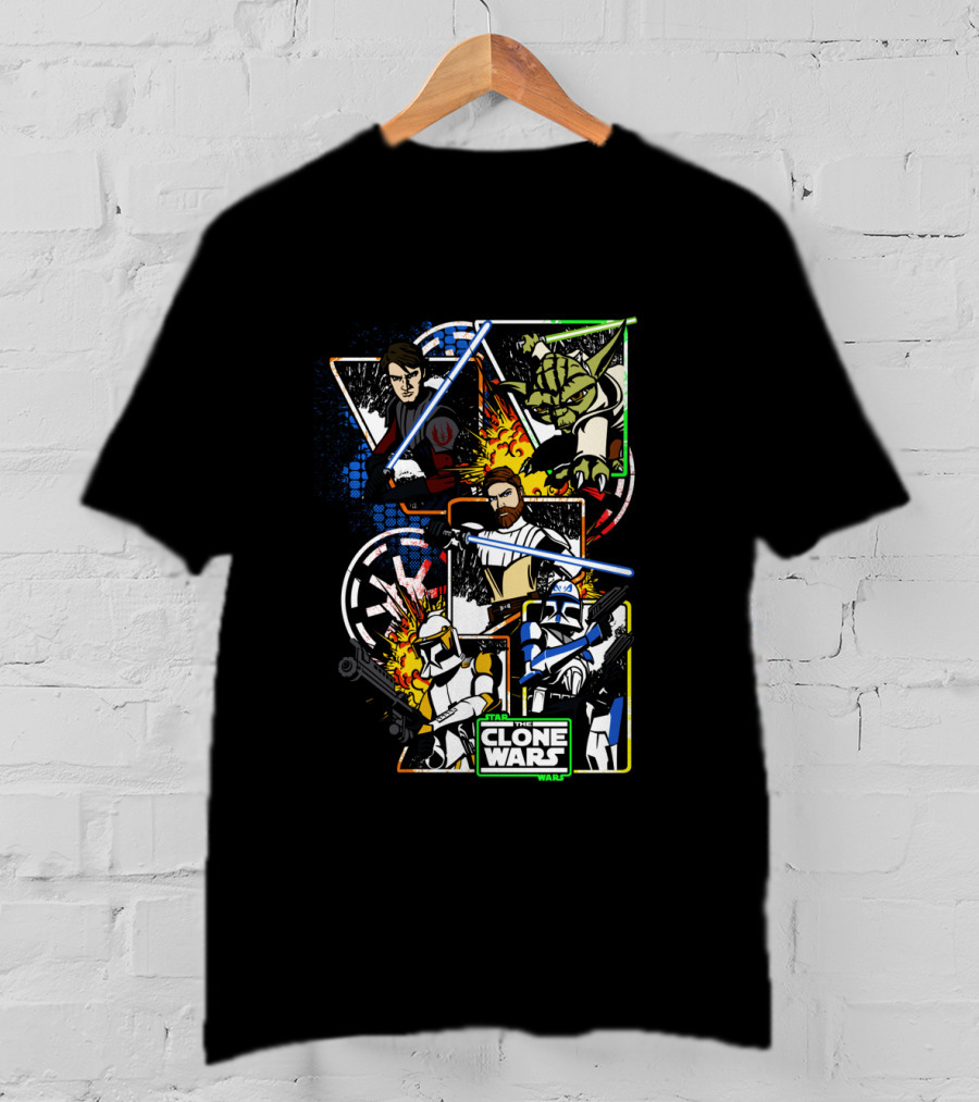 Star Wars The Clone Wars Jedi And Troopers Comic Panels T-Shirt
