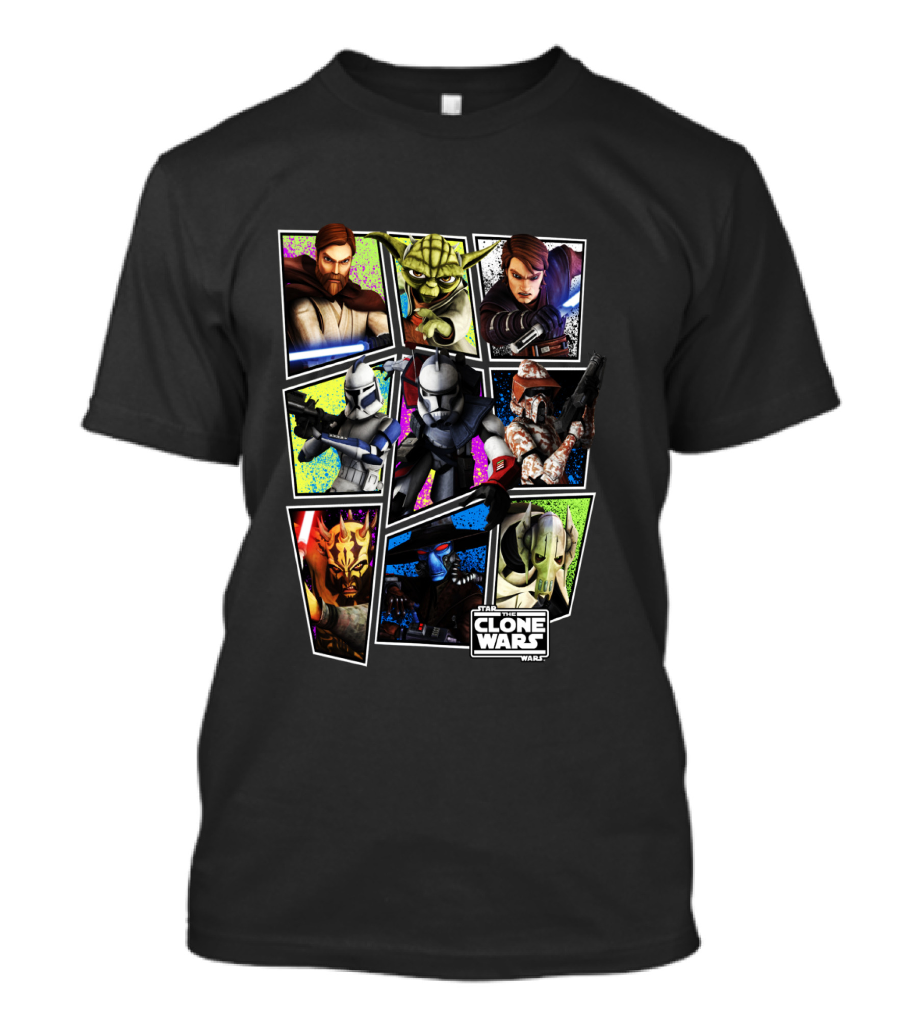 The Clone Wars Obi-Wan Yoda Anakin Troopers Maul Grievous Wampa Group Panel T-Shirt