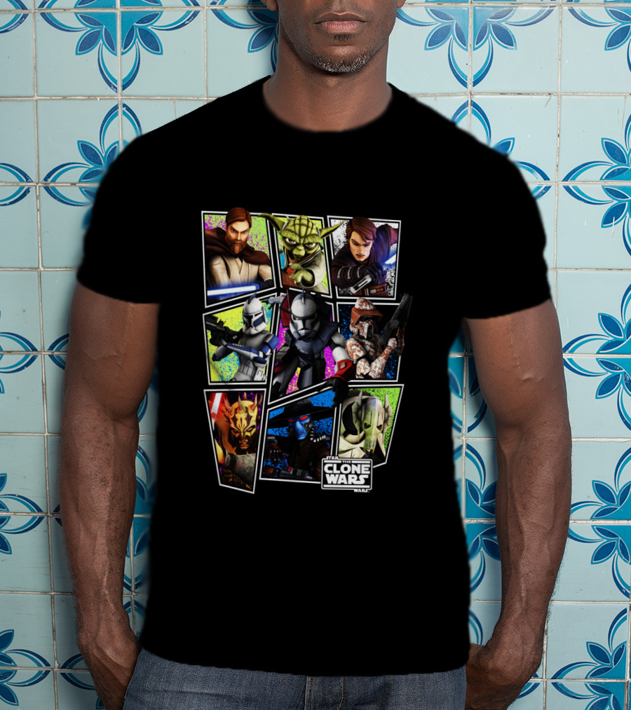 Star Wars The Clone Wars Character Panels Jedi Sith Clones T-Shirt