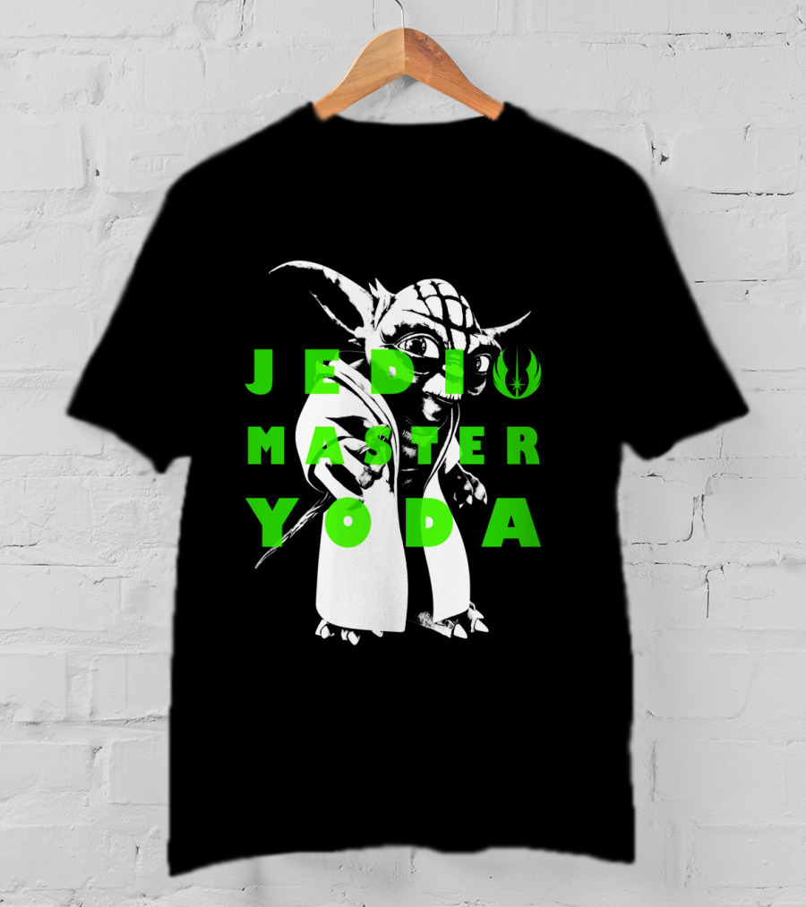 The Clone Wars Yoda Jedi Master Green Text Overlay T-Shirt