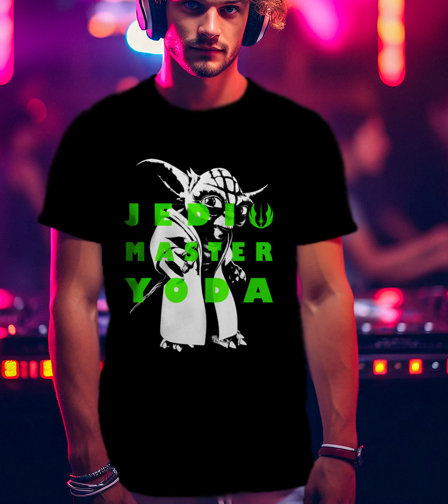 The Clone Wars Yoda Jedi Master Green Text Overlay T-Shirt