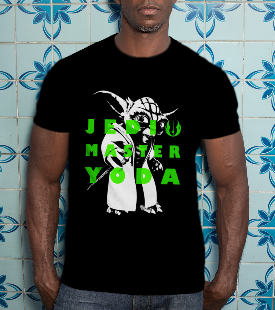 The Clone Wars Yoda Jedi Master Green Text Overlay T-Shirt