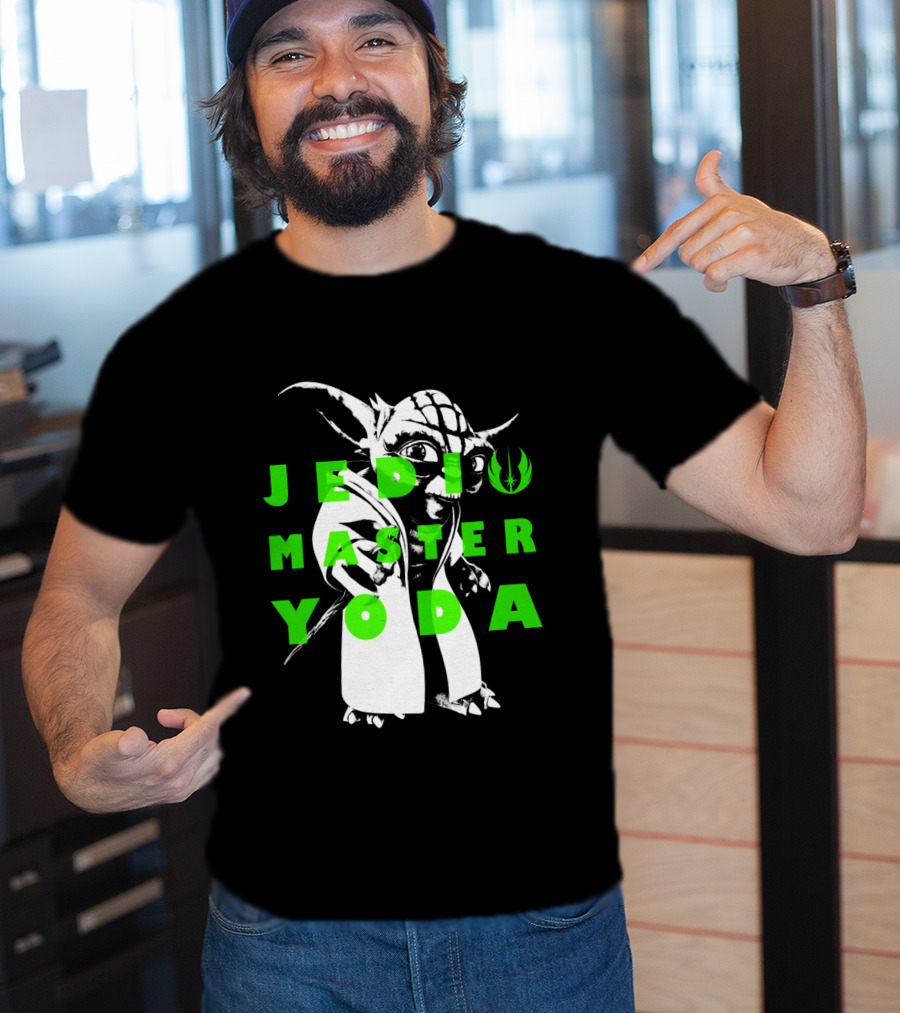 The Clone Wars Yoda Jedi Master Green Text Overlay T-Shirt