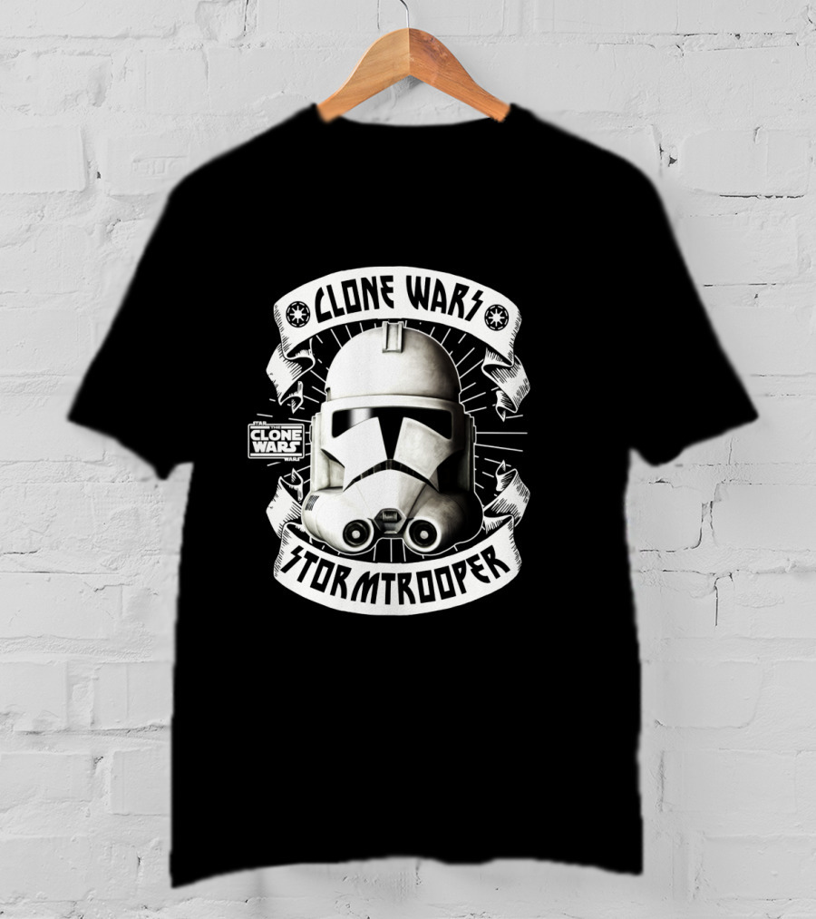 Clone Wars Stormtrooper Helmet Banners Star Wars Badges T-Shirt