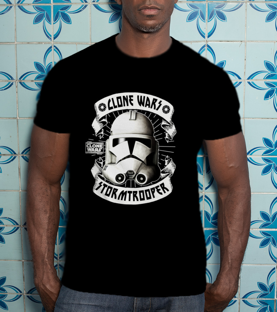 Clone Wars Stormtrooper Helmet Banners Star Wars Badges T-Shirt