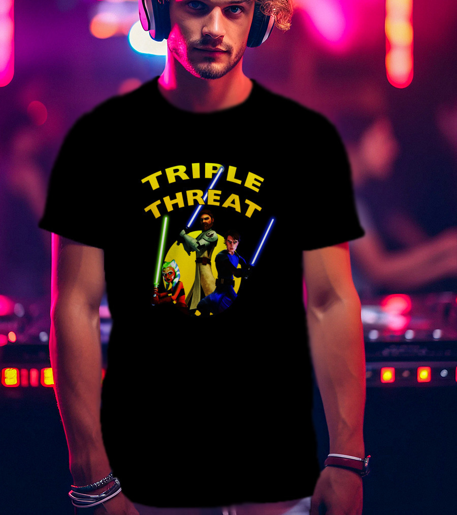 Star Wars The Clone Wars Jedi Trio Triple Threat T-Shirt