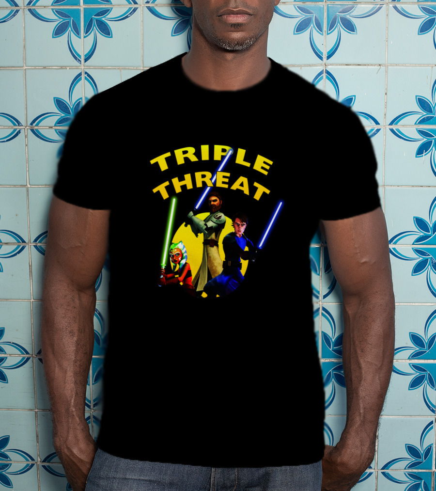 Star Wars The Clone Wars Jedi Trio Triple Threat T-Shirt