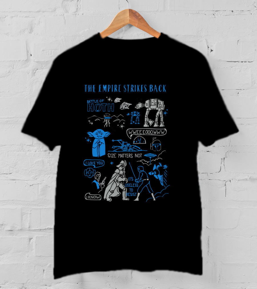 The Empire Strikes Back Battle Of Hoth Size Matters Not Star Wars Doodle T-Shirt