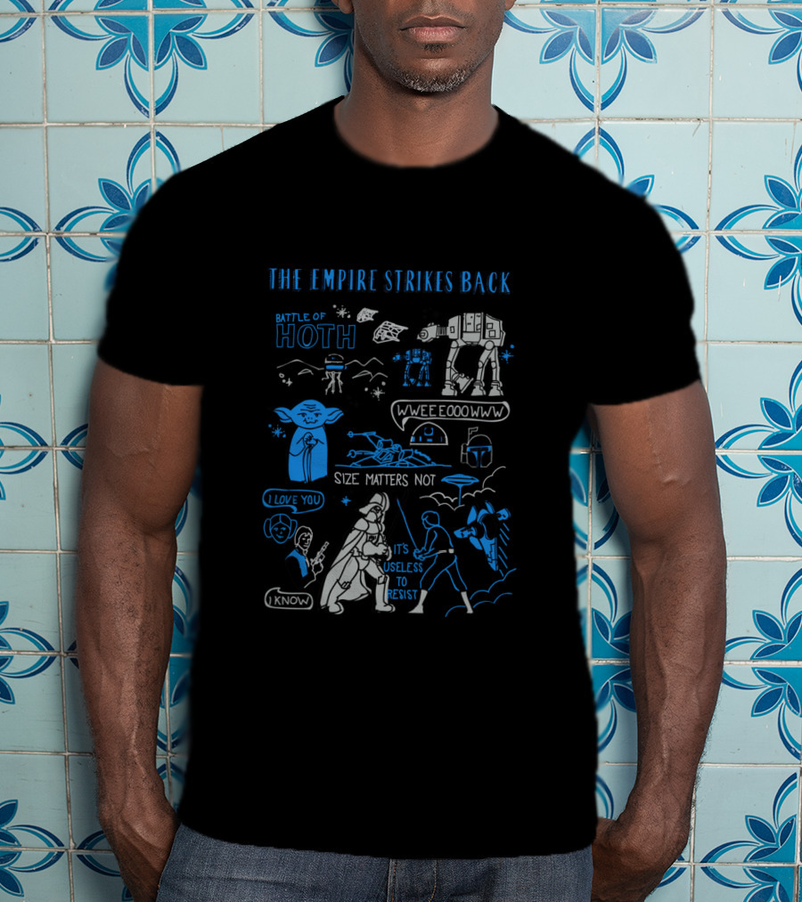 The Empire Strikes Back Battle Of Hoth Size Matters Not Star Wars Doodle T-Shirt