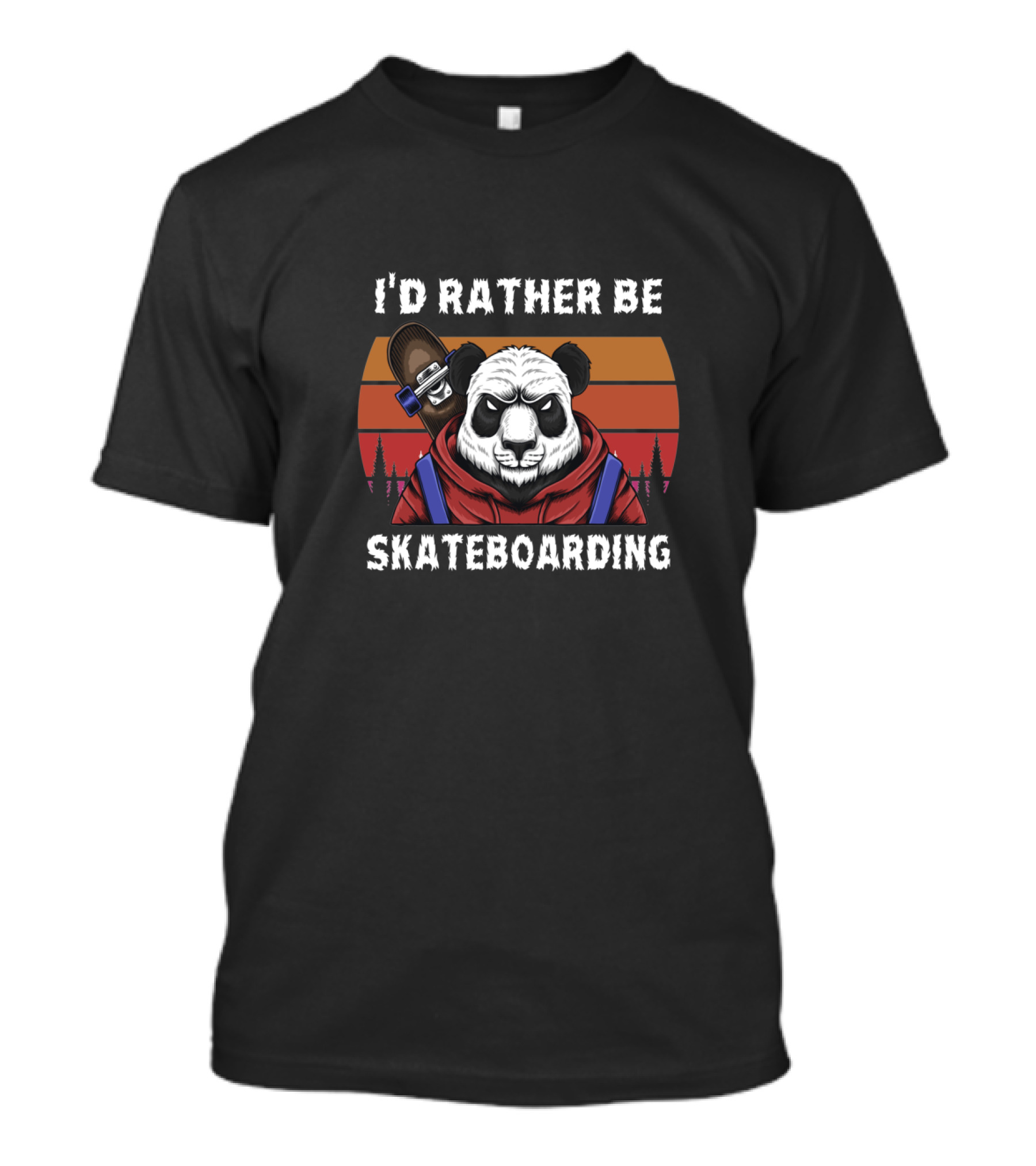 I’d Rather Be Skateboarding Panda With Skateboard Retro Sunset T-Shirt