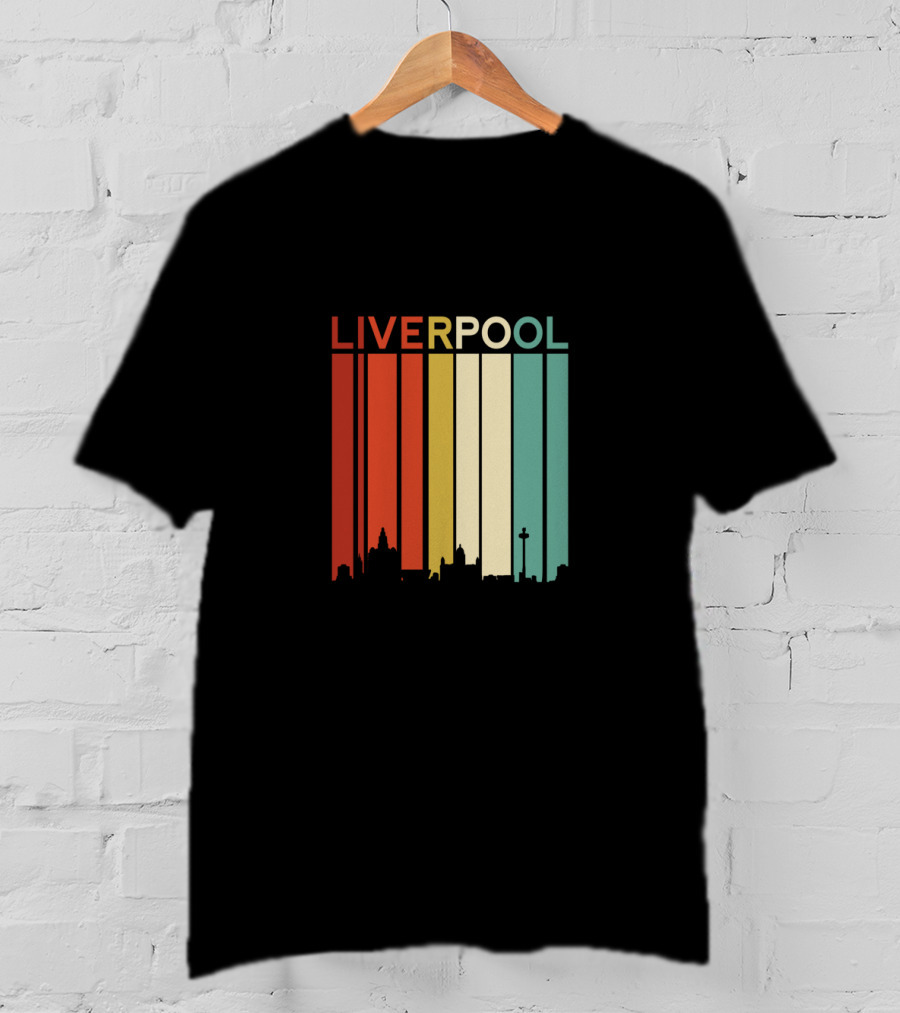 Liverpool England Skyline Retro Columns T-Shirt