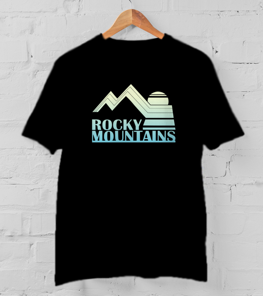 ROCKY MOUNTAINS Retro Sunset Logo Iconic Mountainscape T-Shirt