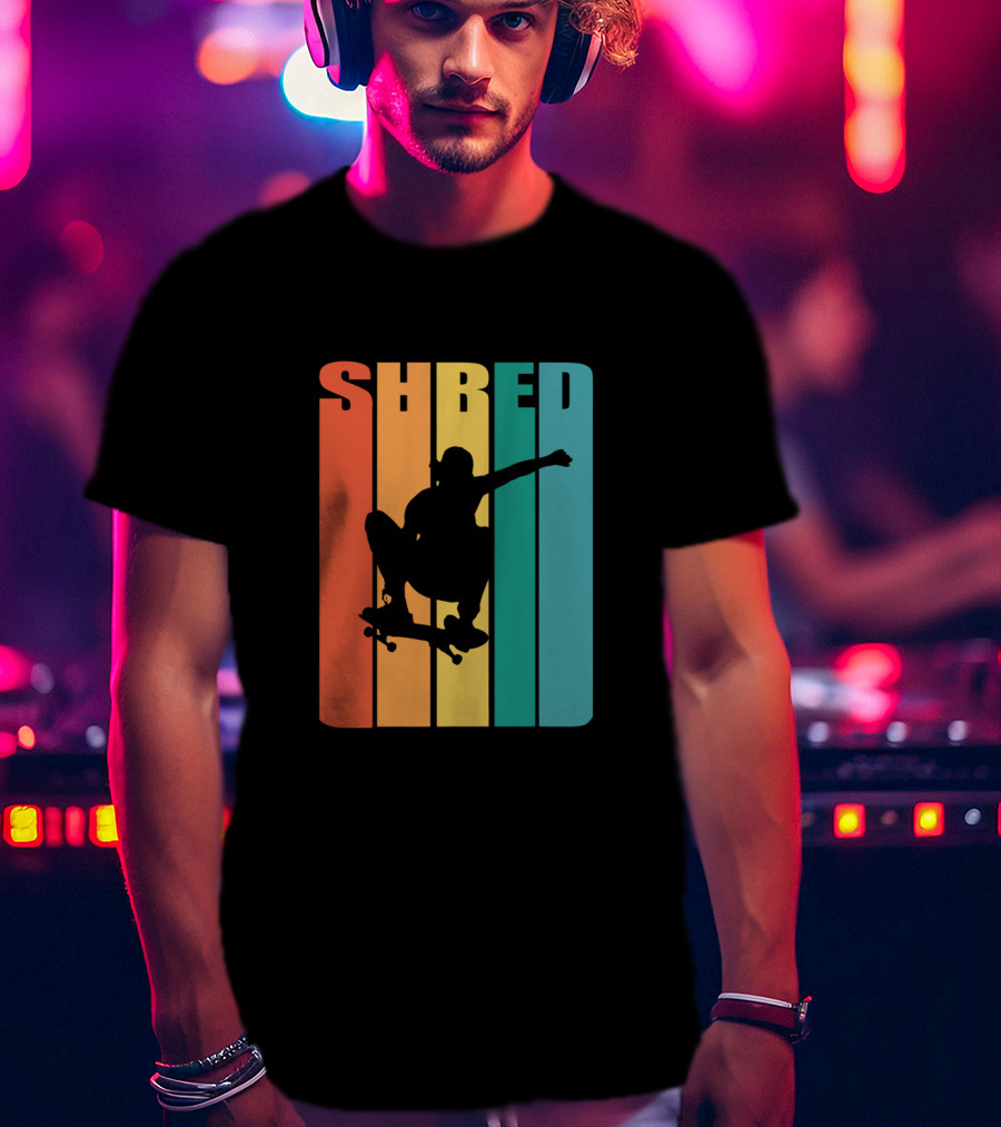 Shred Skateboarding Retro Silhouette Skate T-Shirt