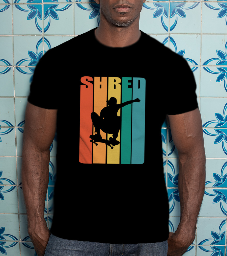 Shred Skateboarding Retro Silhouette Skate T-Shirt