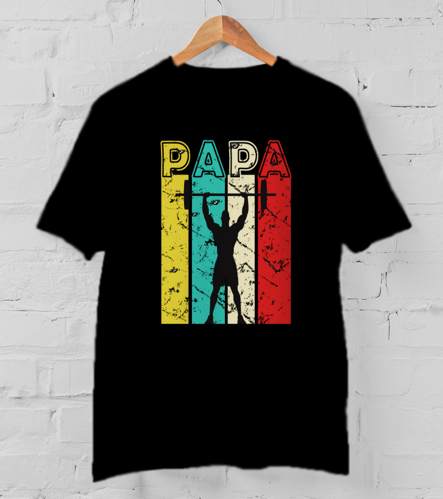 PAPA Weightlifting Silhouette Retro Colors T-Shirt