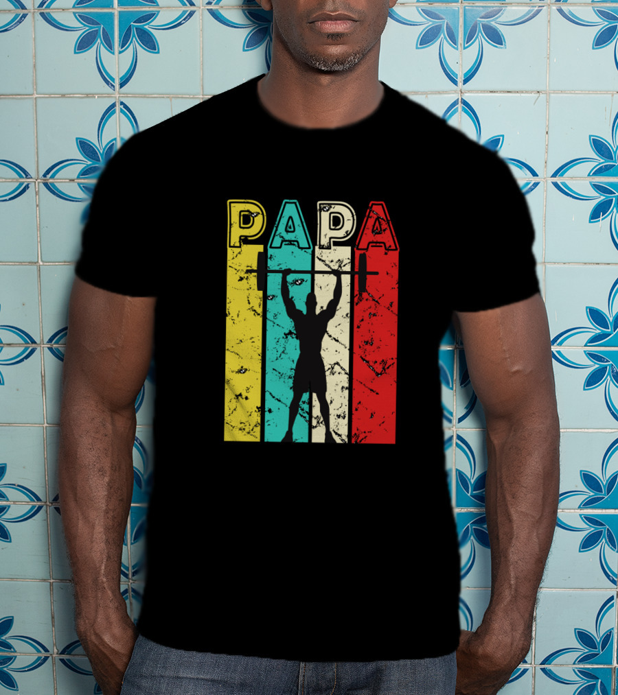 PAPA Weightlifting Silhouette Retro Colors T-Shirt
