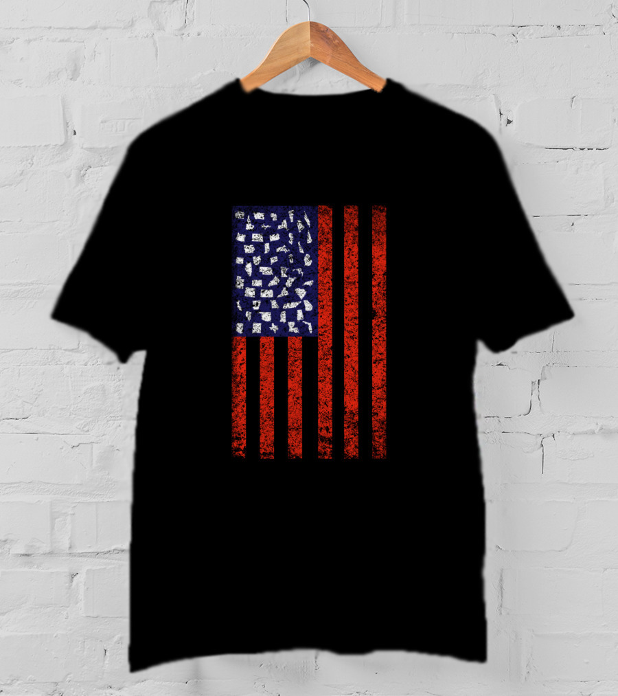 American Flag With USA States T-Shirt