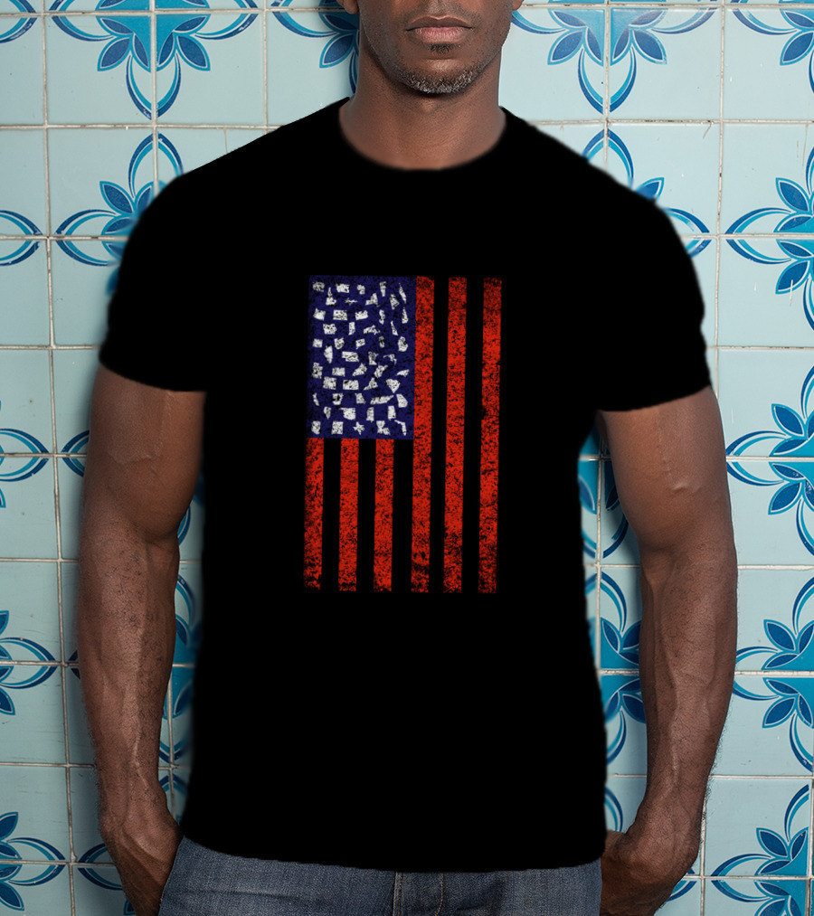 American Flag With USA States T-Shirt