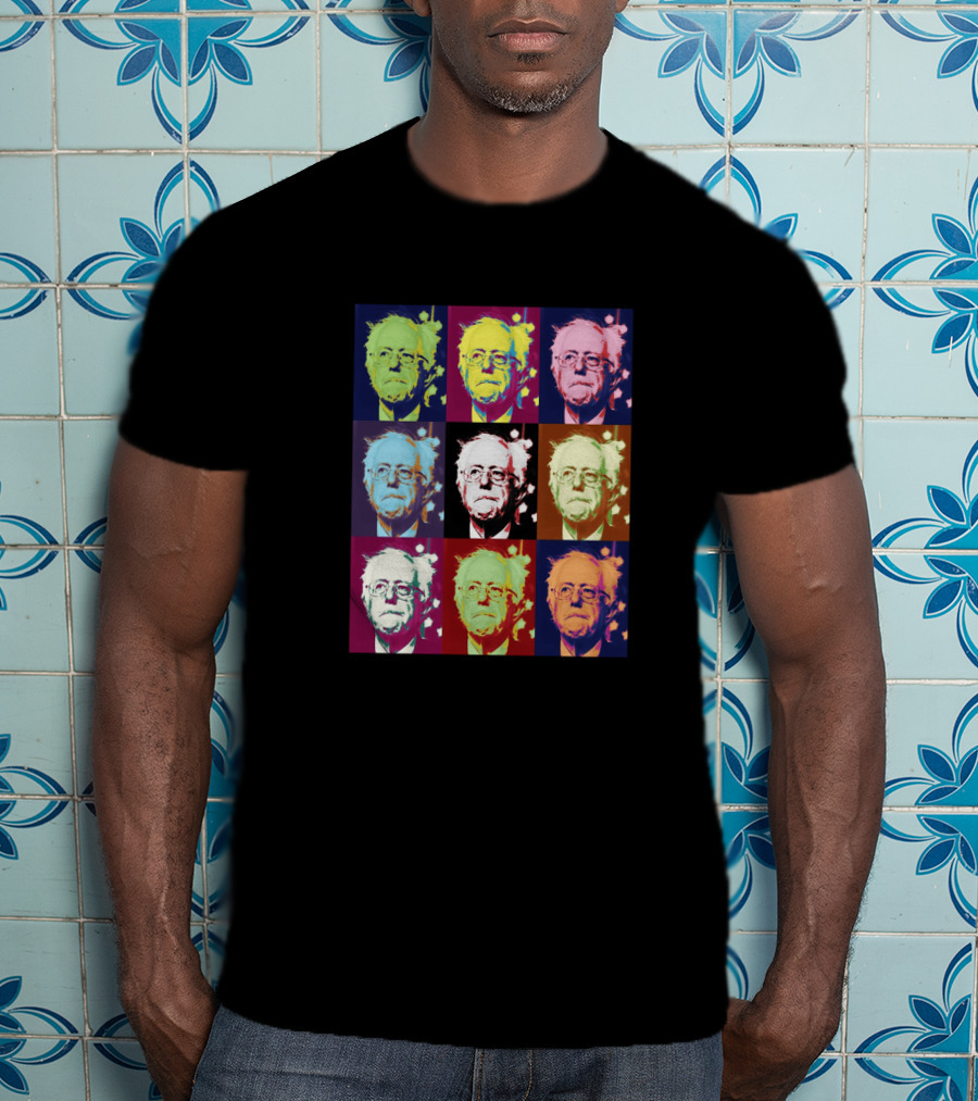 Bernie Superstar Pop Art Style Multicolor Faces T-Shirt