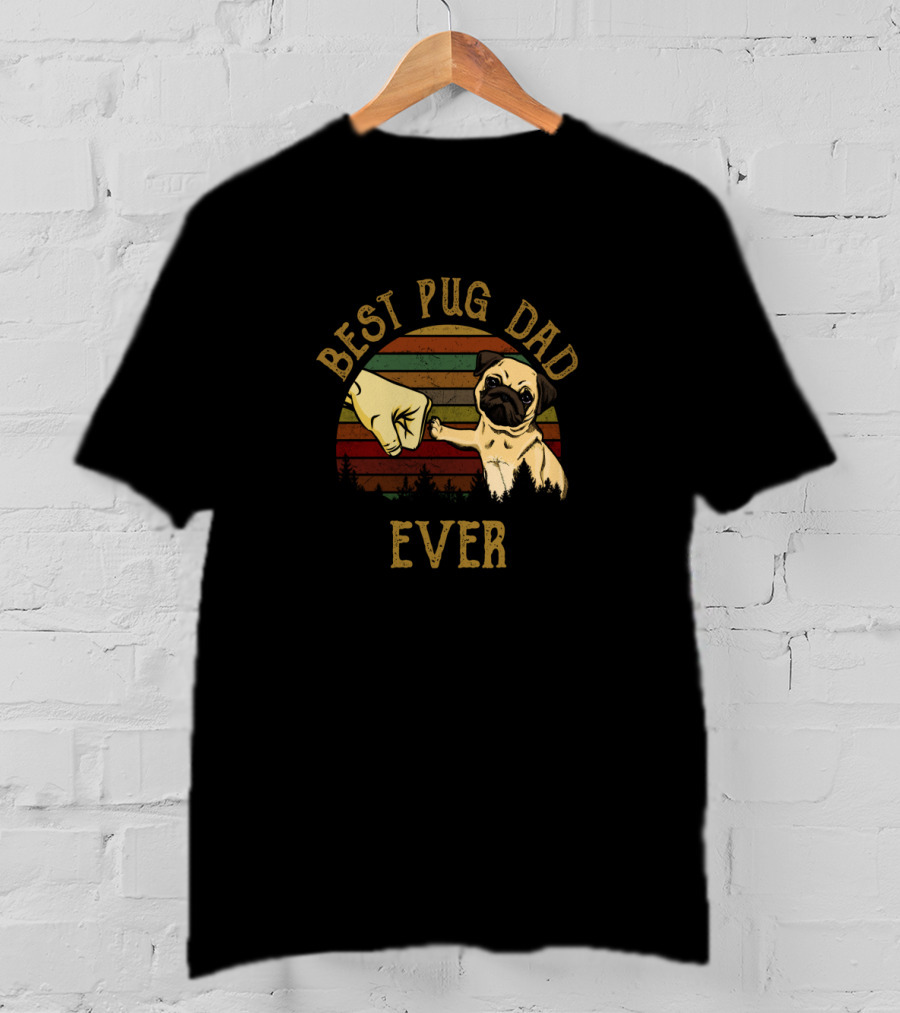 Best Pug Dad Ever Vintage Fist Bump Pug Lover T-Shirt