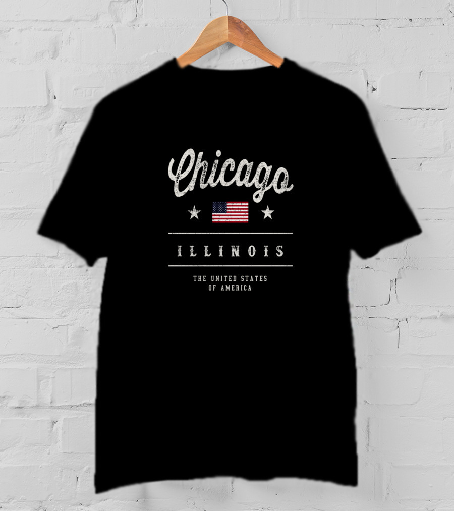 Chicago Illinois United States Of America Flag Stars T-Shirt