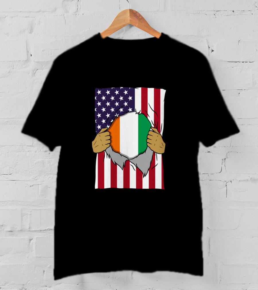 Ivory Coast Flag Inside American Flag Ivorian Pride Home T-Shirt