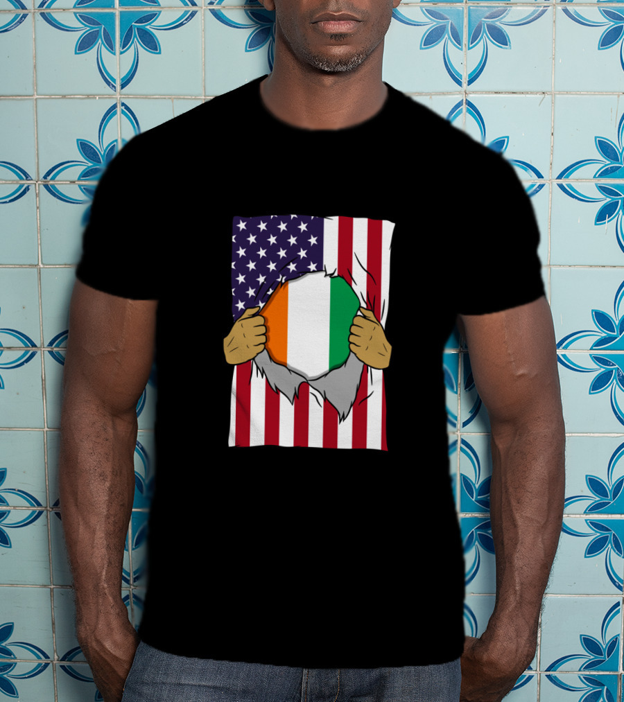 Ivory Coast Flag Inside American Flag Ivorian Pride Home T-Shirt
