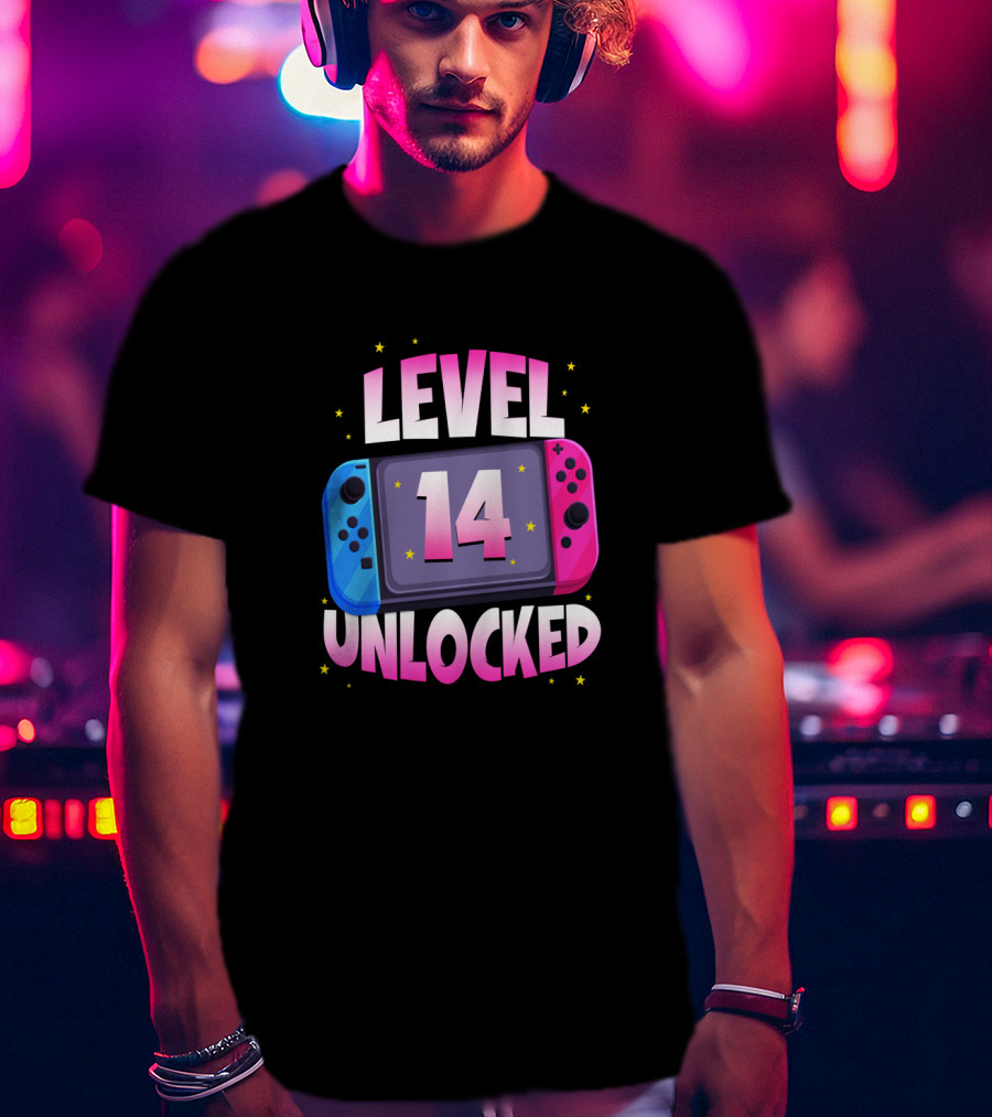 Level 14 Unlocked Birthday Girl 14 Years Old Video Games Console T-Shirt