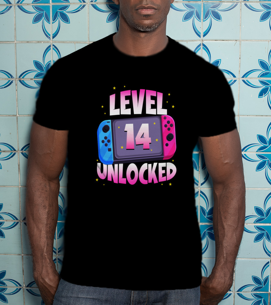 Level 14 Unlocked Birthday Girl 14 Years Old Video Games Console T-Shirt