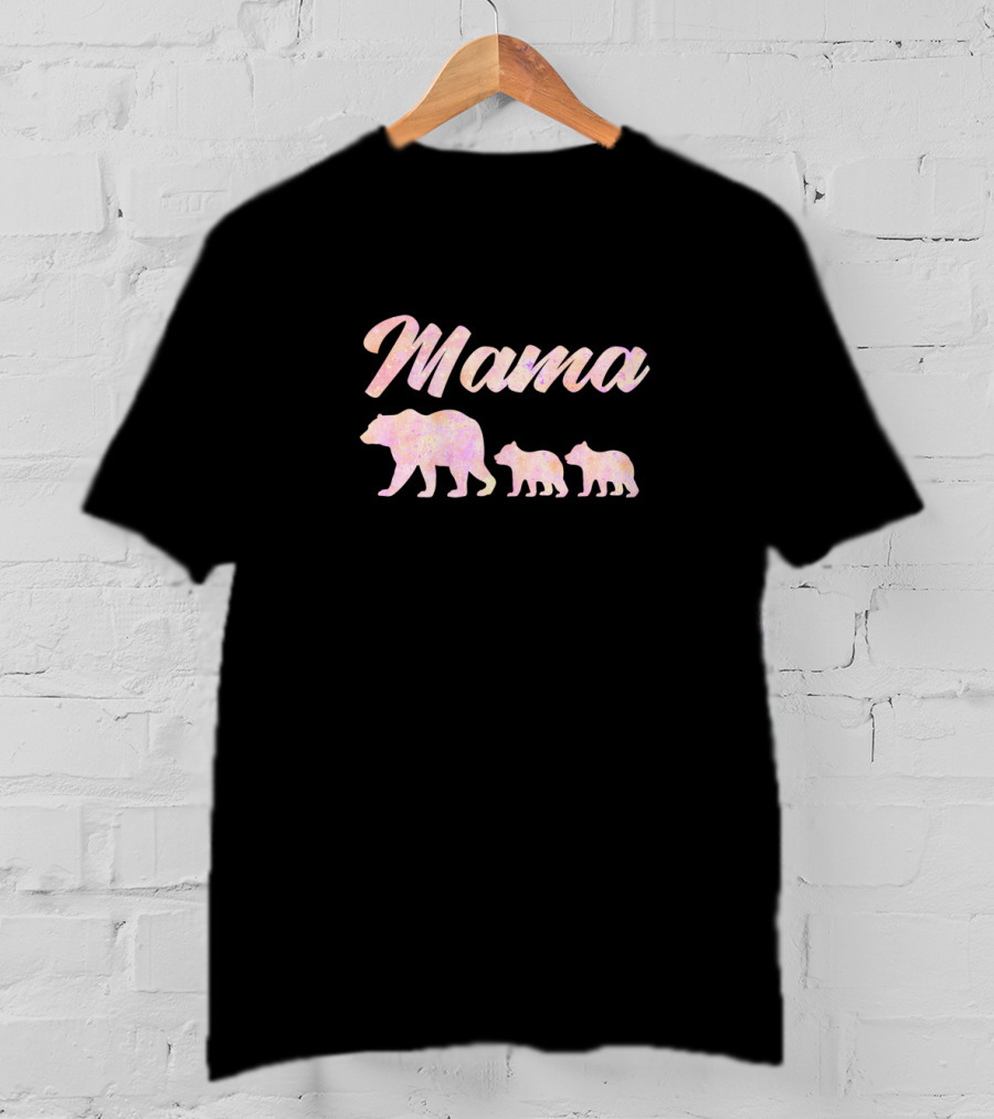 Mama Bear With Two Cubs Pink Mama Bear T-Shirt