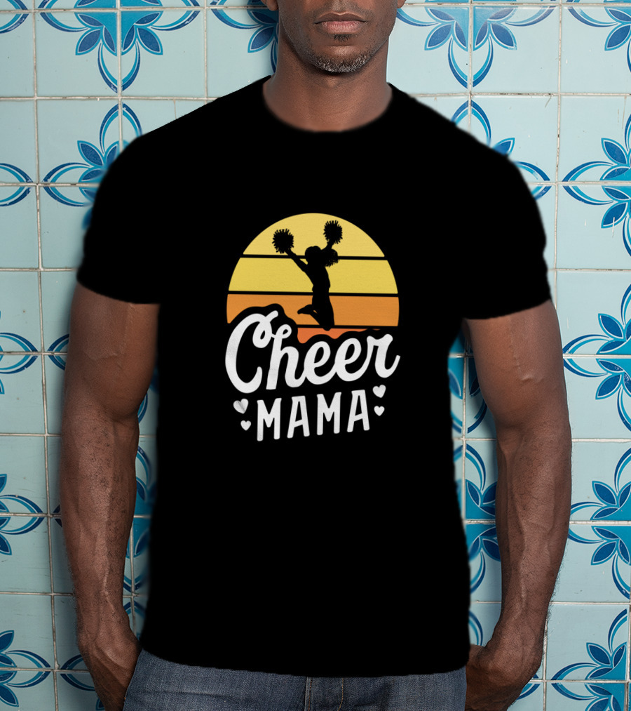 Retro Sunset Cheer Mama Cheerleader Mom T-Shirt