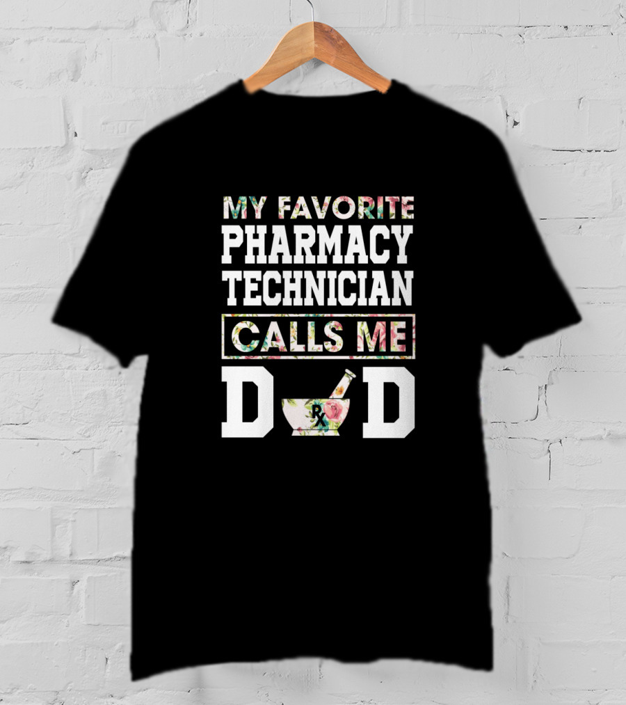 My Favorite Pharmacy Technician Calls Me Dad Retro RX Mortar Pestle T-Shirt