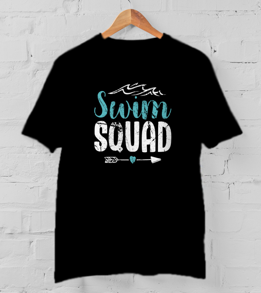 Swim Squad Perfect For Swim Team Athletes Who Race Ocean Waves Arrow Heart T-Shirt