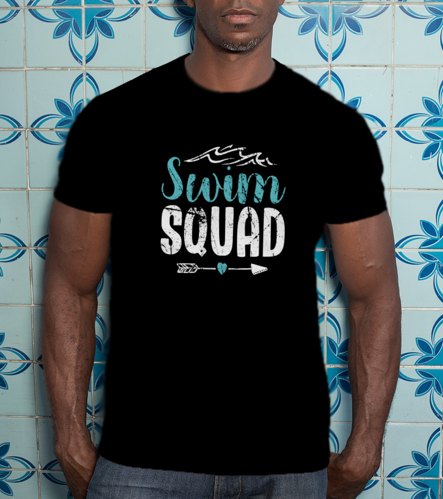 Swim Squad Perfect For Swim Team Athletes Who Race Ocean Waves Arrow Heart T-Shirt