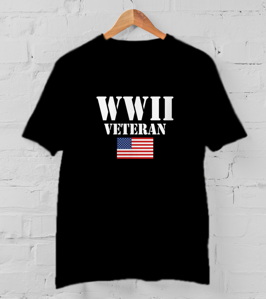 WWII Veteran American Flag Military Veteran T-Shirt